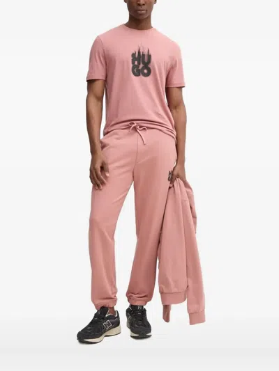 Hugo Boss Logo-print Hoodie In Pink