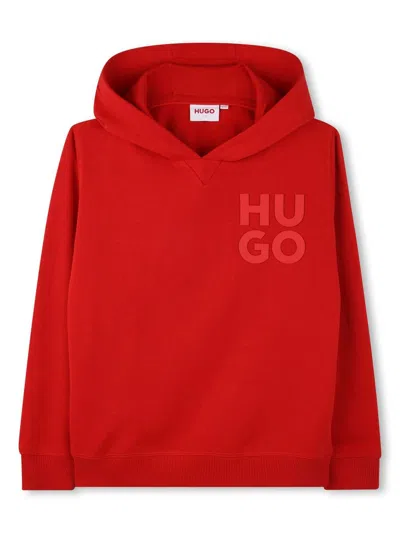 Hugo Boss Kids' Logo-print Hoodie In Red