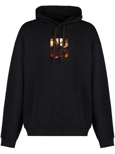 Hugo Boss Hoodie Mit Logo-print In Schwarz