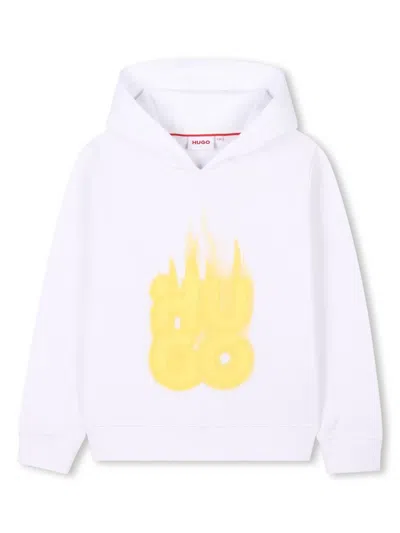 Hugo Boss Kids' Logo-print Hoodie In White