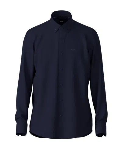 Hugo Boss Logo-print Jersey Shirt In Blue
