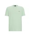Hugo Boss Stretch-cotton Regular-fit T-shirt With Contrast Logo In Green