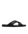 Hugo Boss Logo-print Leather Slides In Black
