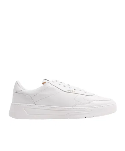 Hugo Boss Logo-print Leather Sneakers In White