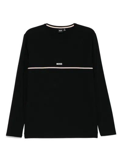 Hugo Boss Logo-print Long-sleeve T-shirt In Black