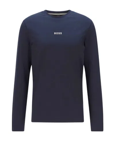 Hugo Boss Logo-print Long-sleeve T-shirt In Black