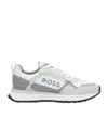 Hugo Boss Men's Big Logo Mesh Mix Lace Up Sneaker, White/pearl Grey In White