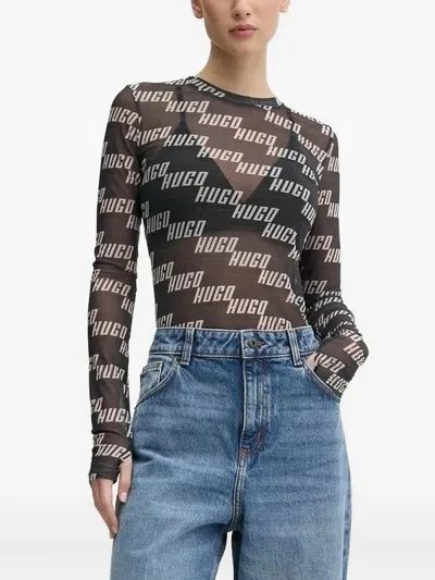 HUGO BOSS LOGO-PRINT MESH T-SHIRT