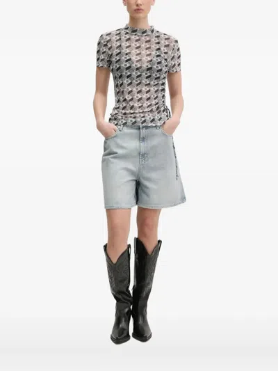 Hugo Boss Logo-print Mesh T-shirt In Multi