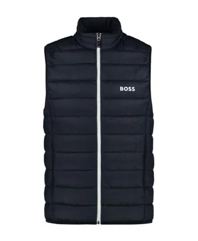 Hugo Boss Logo-print Padded Gilet In Black