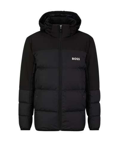 Hugo Boss Logo-print Padded Jacket In Black