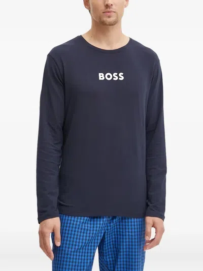 Hugo Boss Logo-print Pajamas In Blue