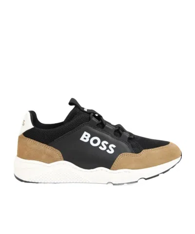 HUGO BOSS LOGO-PRINT PANELLED SNEAKERS