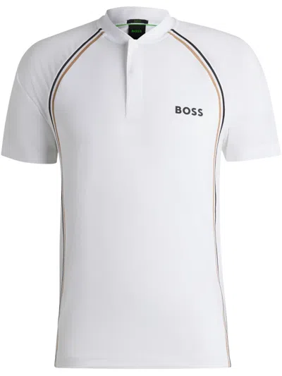Hugo Boss Logo-print Polo Shirt In White
