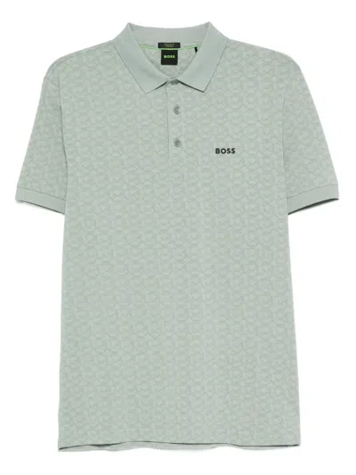 Hugo Boss Logo-print Polo Shirt In Green