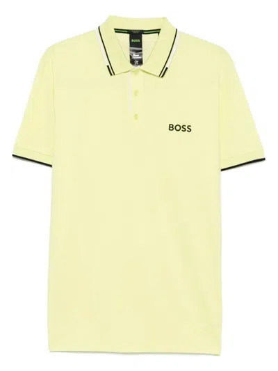 Hugo Boss Logo-print Polo Shirt In Gold