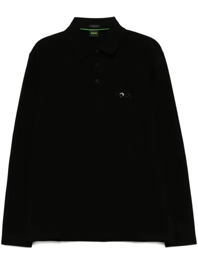 Hugo Boss Logo-print Polo Shirt In Black