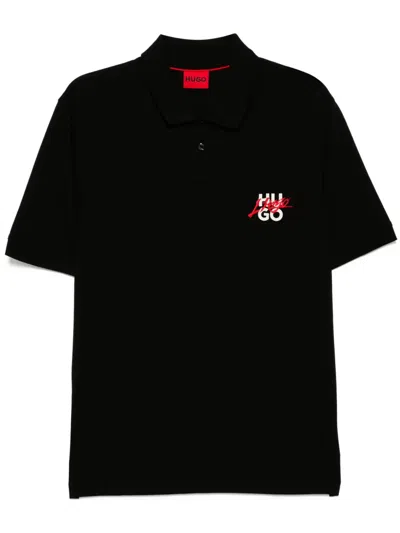 Hugo Boss Double Logo Polo Shirt In Black