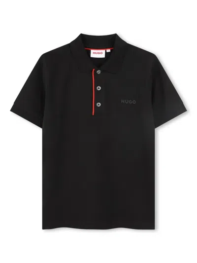 Hugo Boss Kids' Logo-print Polo Shirt In Black