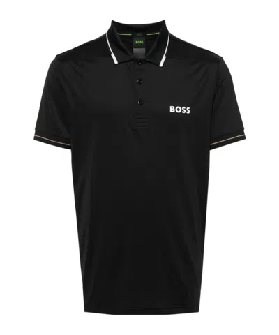 Hugo Boss Logo-print Polo Shirt In Black