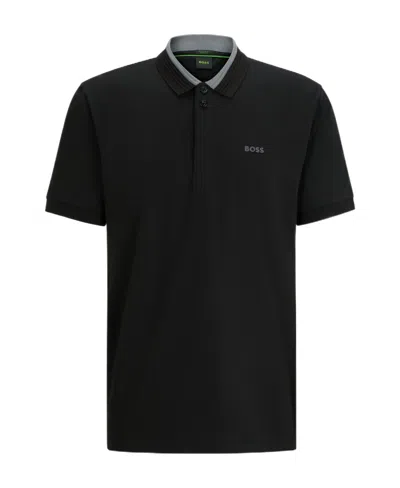 Hugo Boss Logo-print Polo Shirt In Black