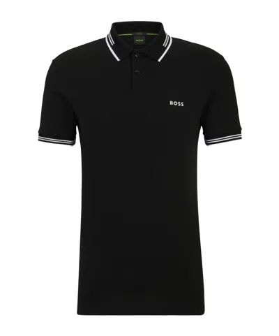 Hugo Boss Logo-print Polo Shirt In Black