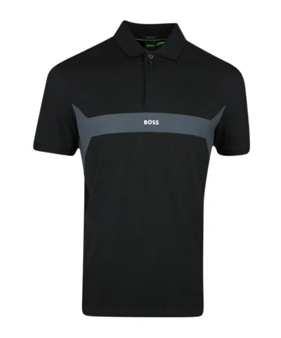 Hugo Boss Logo-print Polo Shirt In Black