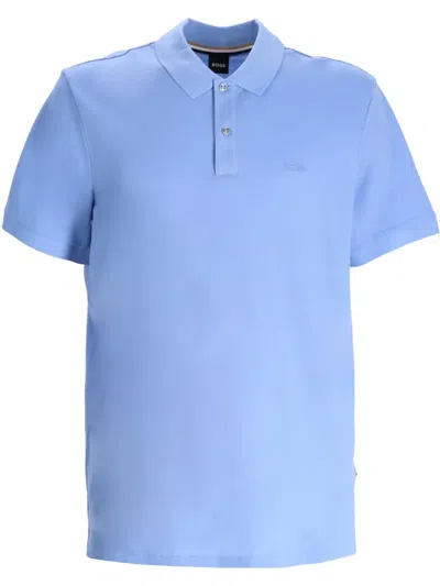 Hugo Boss Logo-print Polo Shirt In Blue