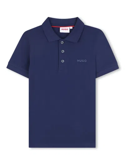 Hugo Boss Kids' Logo-print Polo Shirt In Blue