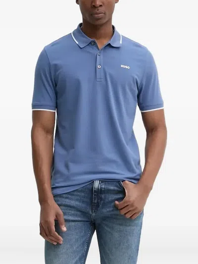 Hugo Boss Logo-print Polo Shirt In Blue