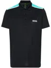 Hugo Boss Performance-stretch Polo Shirt With Contrast Logo In Blue