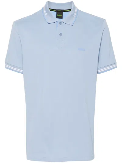 Hugo Boss Logo-print Polo Shirt In Blue