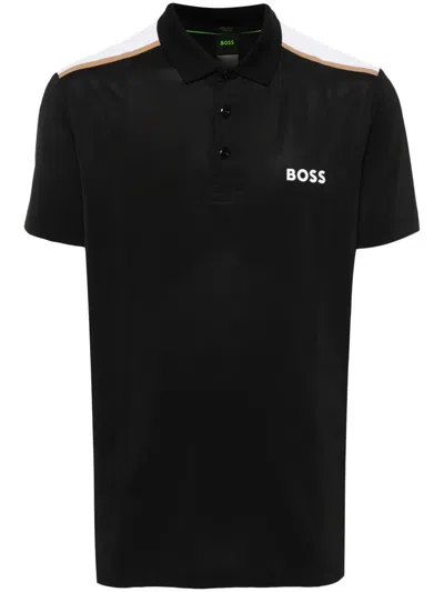 Hugo Boss Logo-print Polo Shirt In Black