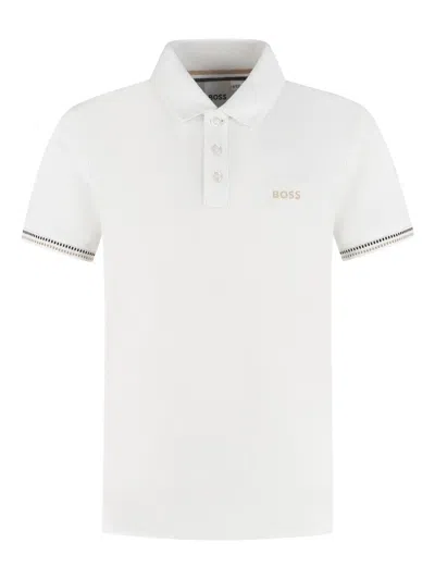 Hugo Boss Kids' Logo-print Polo Shirt In White