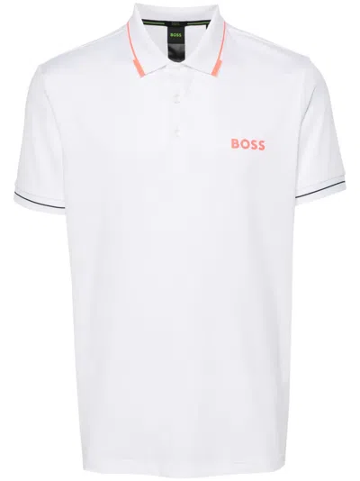 Hugo Boss Logo-print Polo Shirt In White