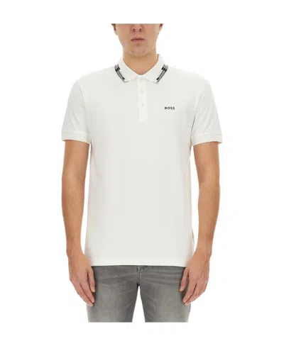Hugo Boss Logo-print Polo Shirt In White