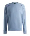 Hugo Boss Stretch-cotton Regular-fit Sweatshirt With Embossed Artwork In Blue