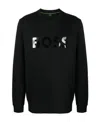 Hugo Boss Logo-print Ribbed Cotton Sweatshirt In Black