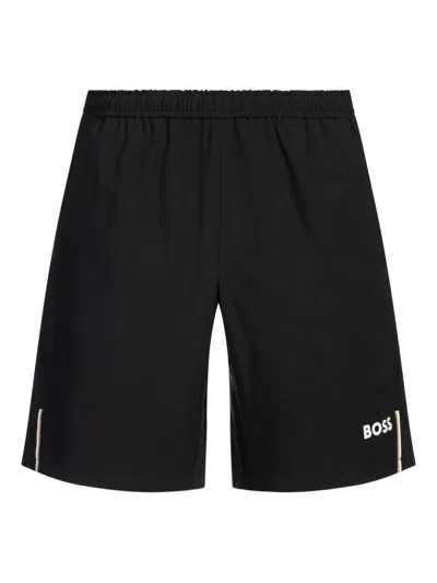 Hugo Boss Logo-print Running Shorts In Black