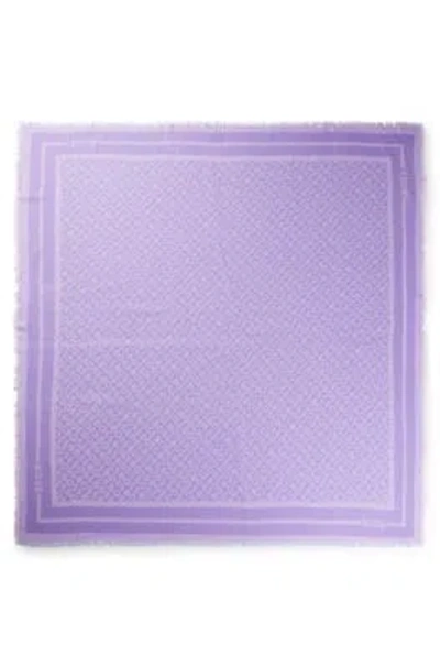 Hugo Boss Logo-print Scarf In Modal And Silk In Light Purple