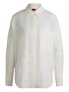 Hugo Boss Oversized-fit Blouse With Burnout Logo Print In White