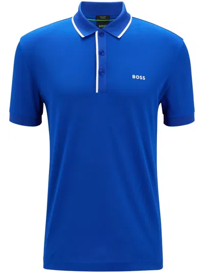 Hugo Boss Logo-print Short-sleeve Polo Shirt In Blue