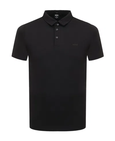 Hugo Boss Logo-print Short-sleeve Polo Shirt In Black