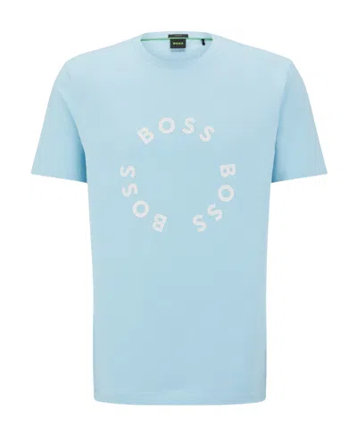 Hugo Boss Logo-print Short-sleeve T-shirt In Blue