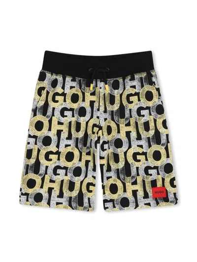Hugo Boss Kids' Logo-print Shorts In 黑色
