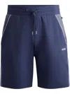 Hugo Boss Shorts With Embroidered Logo And Contrast Piping In Blue