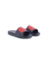 Hugo Boss Logo-print Slides In Blue