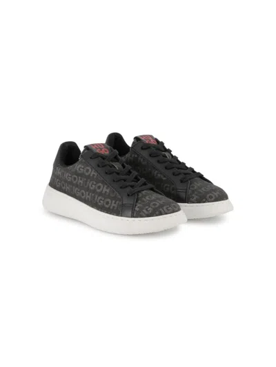 Hugo Boss Kids' Logo-print Sneakers In Black