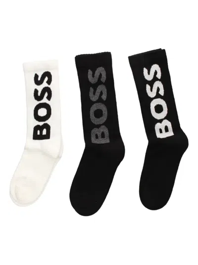 HUGO BOSS LOGO-PRINT SOCKS (PACK OF THREE)
