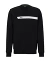 Hugo Boss Cotton-blend Sweatshirt With Graphic Logo Stripe In Black